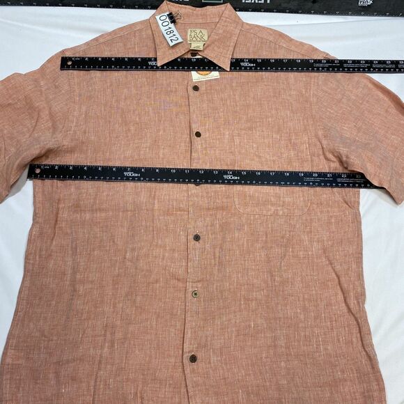 Jos A Bank Linen Shirt Men's Medium Pink Button Up Short Sleeve Summer Comfort - Picture 14 of 16